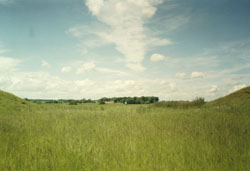 The central henge at Thornborough looking North